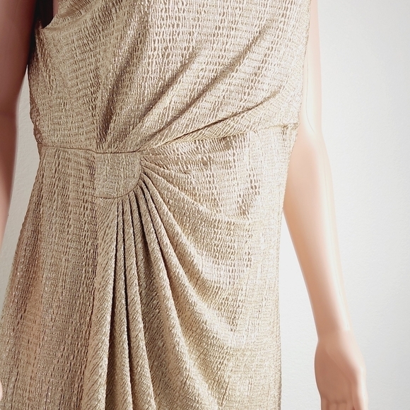 CONNECTED Apparel Lisa Gold Faux WRAP DRESS Size: 14W - Picture 3 of 12